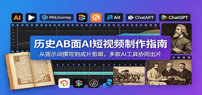 历史AB面AI短视频制作指南：从提示词撰写到成片剪辑，多款AI工具协同出片-墨痕微课