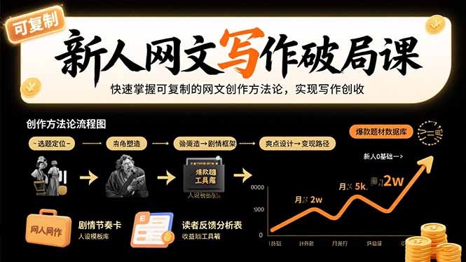 新人网文写作破局课:快速掌握可复制的网文创作方法论,实现写作创收-墨痕微课