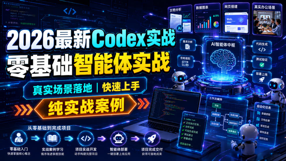2026最新Codex实战零基础智能体实战,真实场景落地,快速上手,纯实战案例-墨痕微课