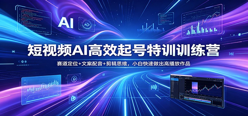 短视频AI高效起号特训训练营：赛道定位+文案配音+剪辑思维，小白快速做出高播放作品-墨痕微课