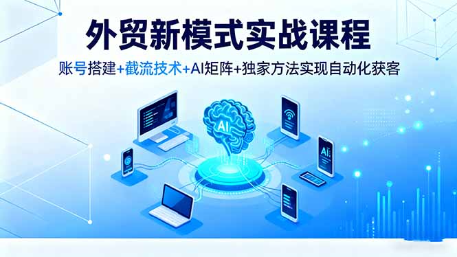 外贸新模式实战课程,账号搭建+截流技术+AI矩阵+独家方法实现自动化获客-墨痕微课