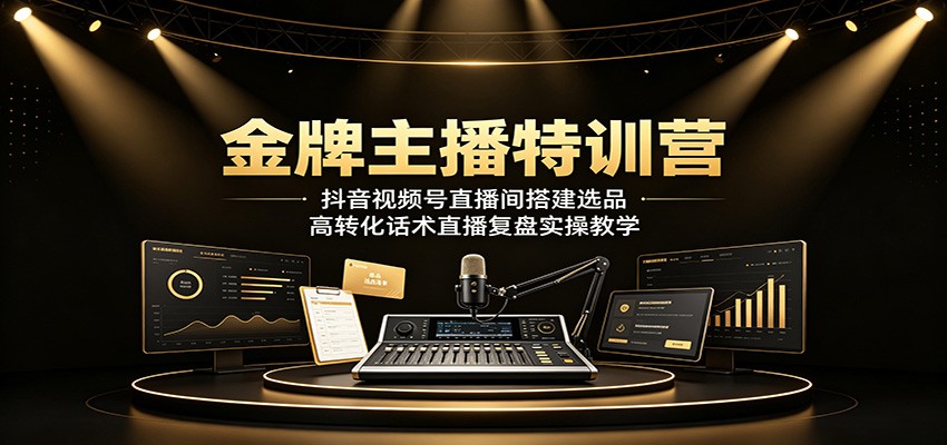 金牌主播特训营：抖音视频号直播间搭建选品，高转化话术直播复盘实操教学-墨痕微课