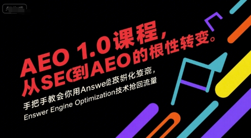AEO 1.0 课程,从SEO到AE0的基命性转变,手把手教会你用AnswerEngineOptimization技术抢回流量(更新)-墨痕微课