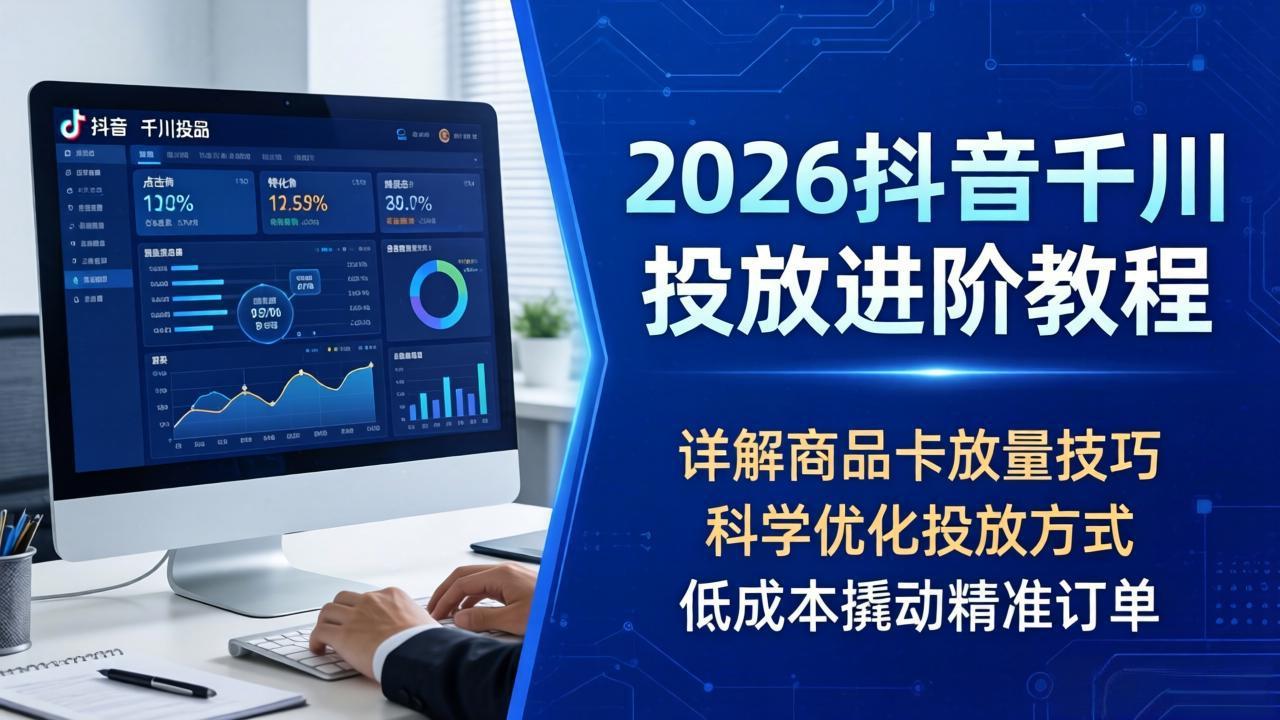 2026抖音千川投放进阶教程，详解商品卡放量技巧，科学优化投放方式，低成本撬动精准订单-墨痕微课