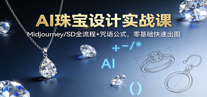 AI珠宝设计实战课：Midjourney/SD全流程+咒语公式，零基础快速出图-墨痕微课