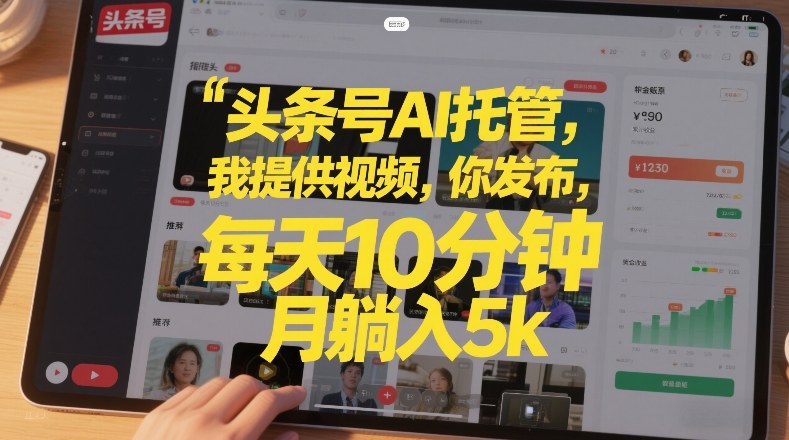 头条号AI托管，我提供视频，你发布，每天10分钟，月躺入5k+【揭秘】-墨痕微课