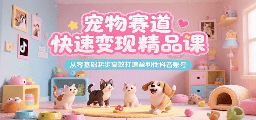 宠物赛道快速变现精品课,从零基础起步高效打造盈利性抖音账号-墨痕微课