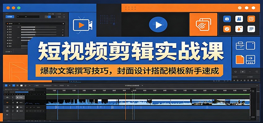 短视频剪辑实战课：爆款文案撰写技巧，封面设计搭配模板新手速成-墨痕微课