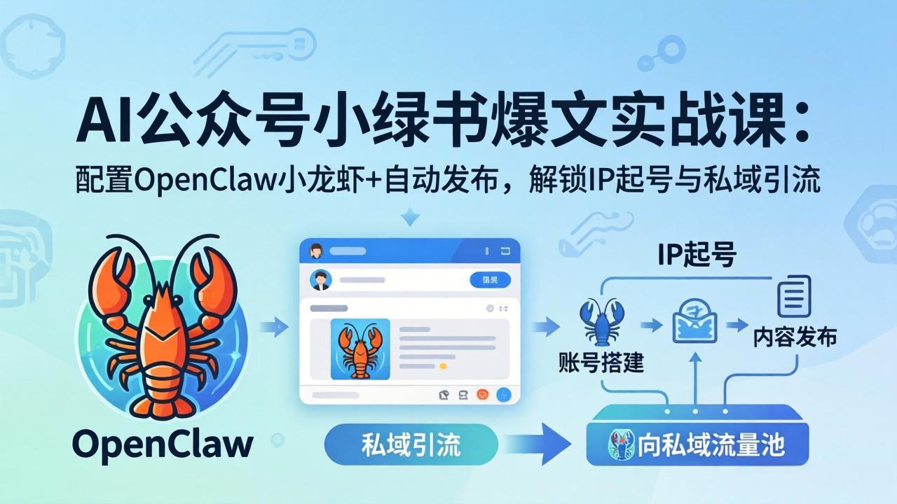 AI公众号小绿书变现实战课：小绿书爆文写作+OpenClaw自动发布，解锁IP起号与私域引流-墨痕微课