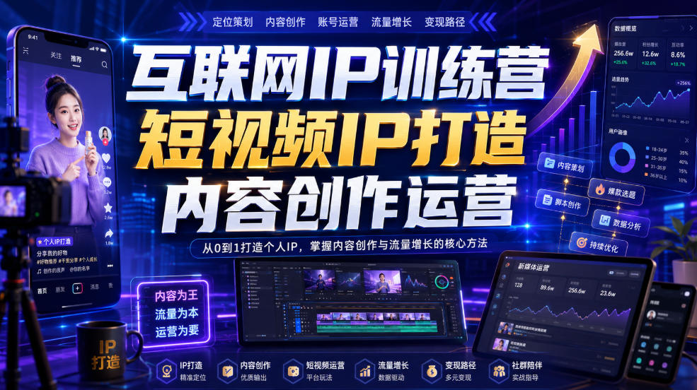 互联网IP训练营,短视频IP打造,内容创作运营-墨痕微课
