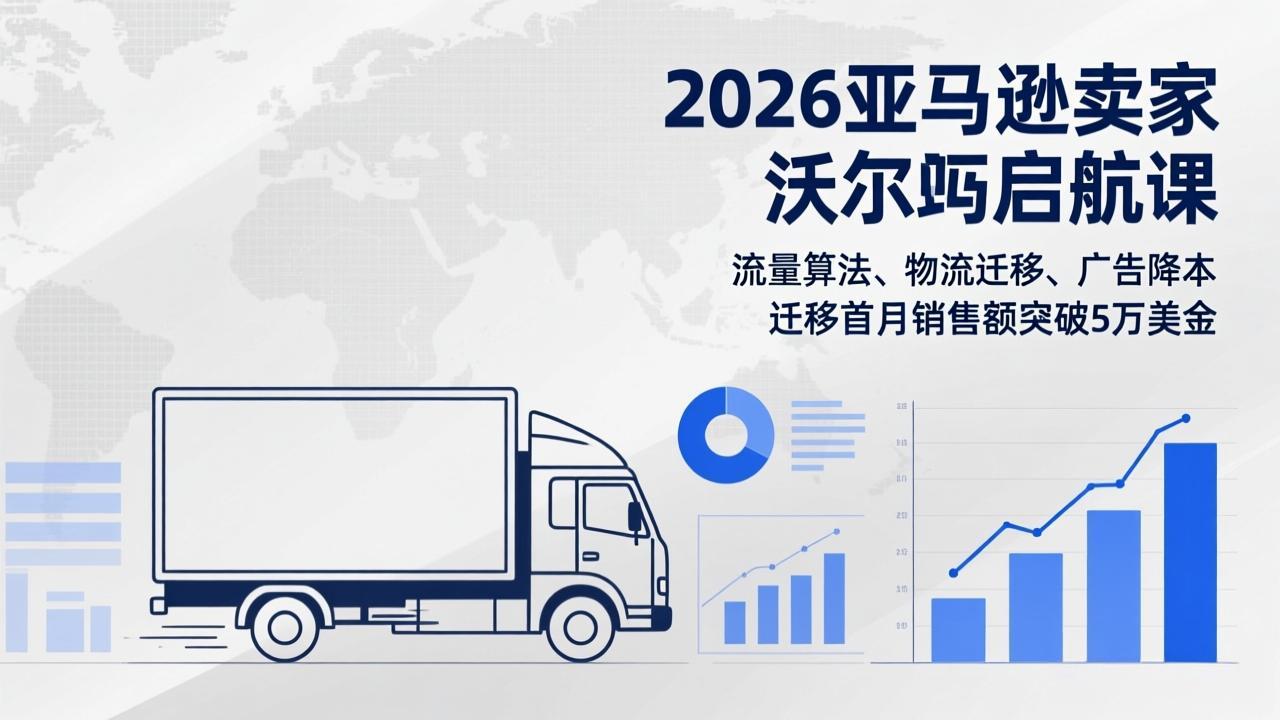 2026亚马逊卖家沃尔玛启航课，流量算法、物流迁移、广告降本，迁移首月销售额突破5万美金-墨痕微课