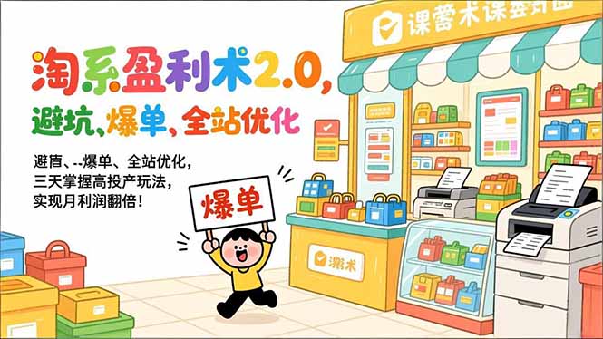 淘系盈利术2.0，避坑、爆单、全站优化，三天掌握高投产玩法，实现月利润翻倍！-墨痕微课