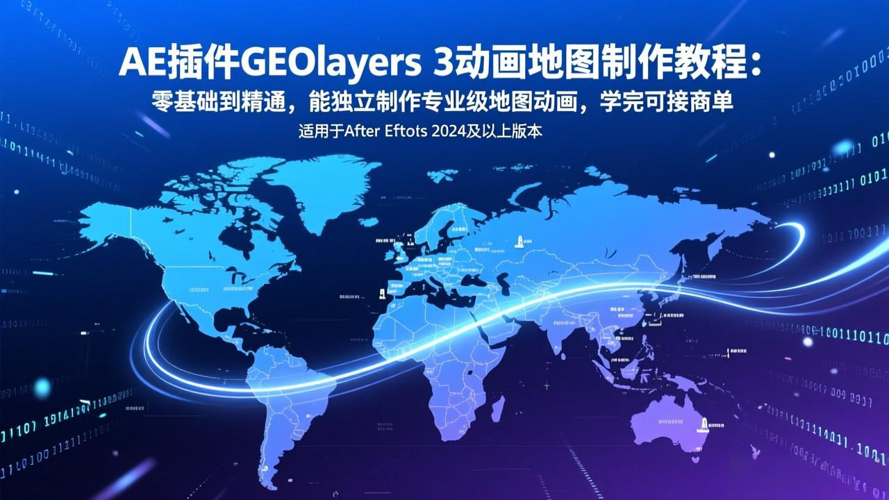 AE插件GEOlayers 3动画地图制作教程：零基础到精通，能独立制作专业级地图动画，学完可接商单-墨痕微课