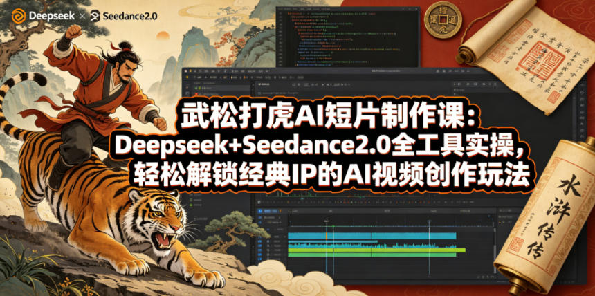 武松打虎AI短片制作课：Deepseek+Seedance2.0全工具实操，轻松解锁经典IP的AI视频创作玩法-墨痕微课