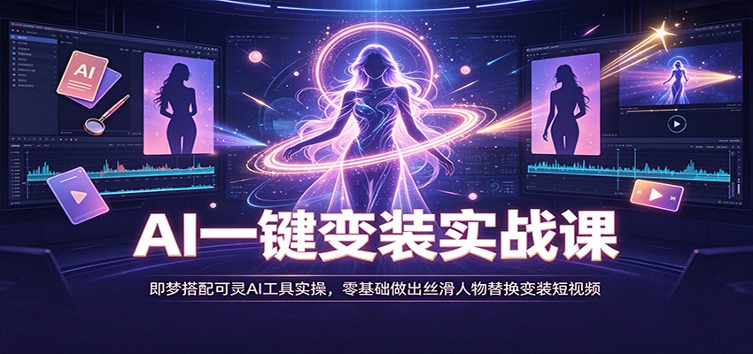 AI一键变装实战课:即梦搭配可灵AI工具实操,零基础做出丝滑人物替换变装短视频-墨痕微课