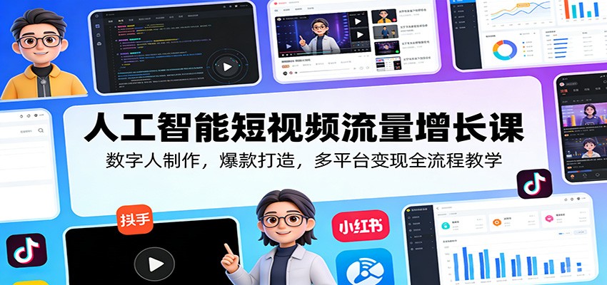 人工智能短视频流量增长课:数字人制作,爆款打造,多平台变现全流程教学-墨痕微课