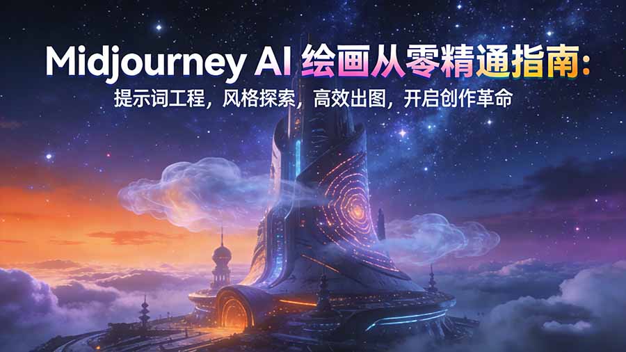 Midjourney AI绘画从零精通指南：提示词工程，风格探索，高效出图，开启创作革命-墨痕微课
