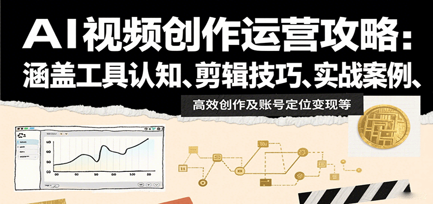 AI视频创作运营攻略：涵盖工具认知、剪辑技巧、实战案例、高效创作及账号定位变现等-墨痕微课
