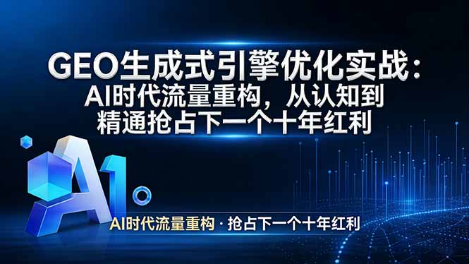 GEO 生成式引擎优化实战:AI时代流量重构,从认知到精通抢占下一个十年红利-墨痕微课