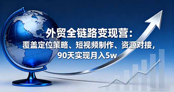 外贸全链路变现营:覆盖定位策略、短视频制作、资源对接,90天实现月入5w-墨痕微课