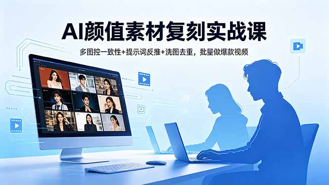 AI颜值素材复刻实战课，多图控一致性+提示词反推+洗图去重，批量做爆款视频-墨痕微课