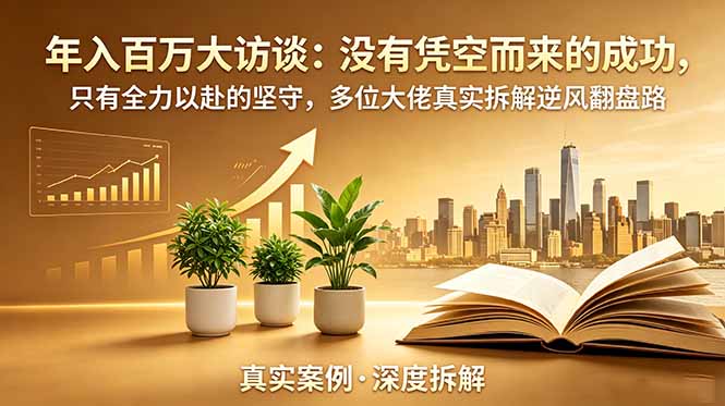 年入百万大访谈-更新：没有凭空而来的成功，只有全力以赴的坚守，多位大佬真实拆解逆风翻盘路-墨痕微课