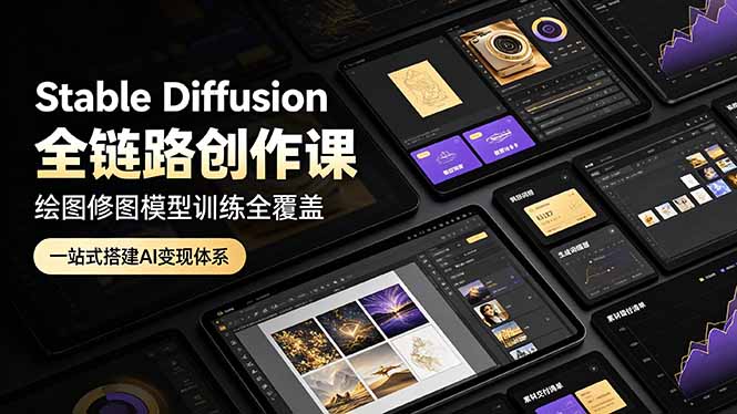 Stable Diffusion全链路创作课，绘图修图模型训练全覆盖，一站式搭建AI变现体系-墨痕微课