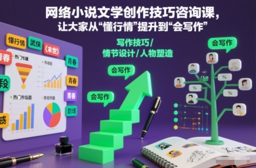 网络小说文学创作技巧咨询课，让大家从“懂行情”提升到”会写作”的高度-墨痕微课