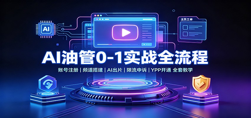 AI油管0-1实战：账号注册频道搭建，AI出片，限流申诉，YPP开通全套教学-墨痕微课