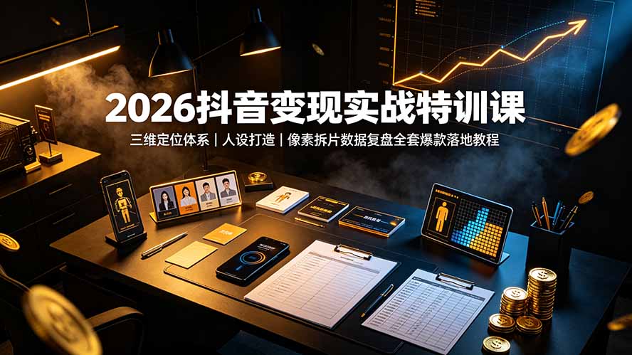 2026抖音变现实战特训课:三维定位体系|人设打造|像素拆片数据复盘全套爆款落地教程-墨痕微课