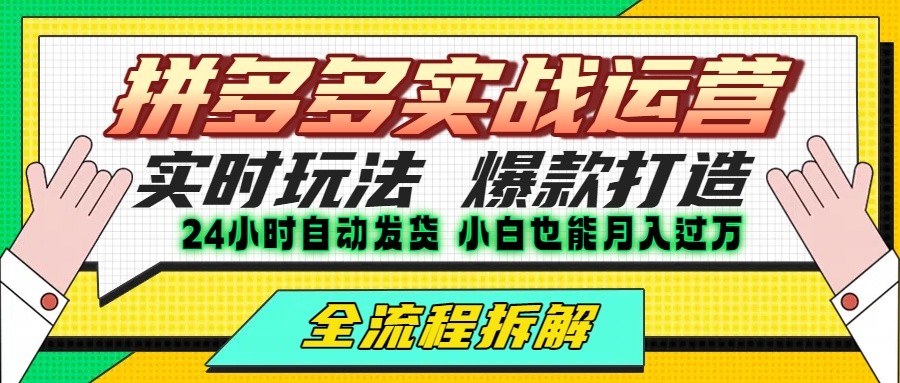 拼多多最新实战运营高投产：长久稳定项目，单店利润一天三位数-墨痕微课