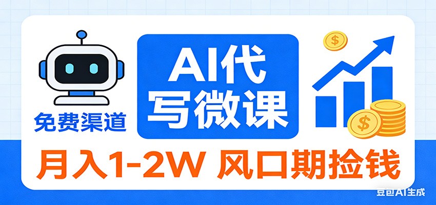 2026告别打工！AI 代写微课，提供免费渠道，月入 1-2W 风口期捡钱-墨痕微课