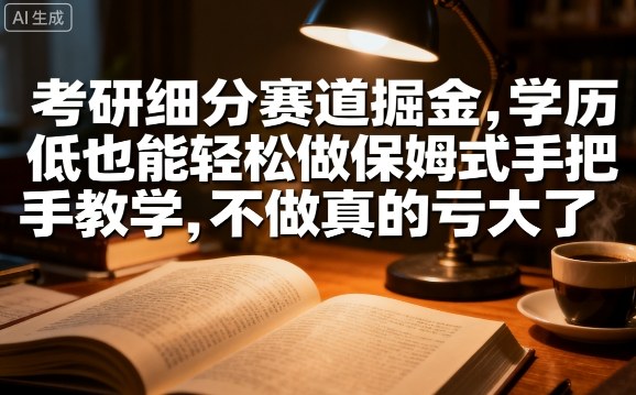 考研细分赛道掘金,日入1k+,学历低也能轻松做保姆式手把手教学,不做真的亏大了【揭秘】-墨痕微课