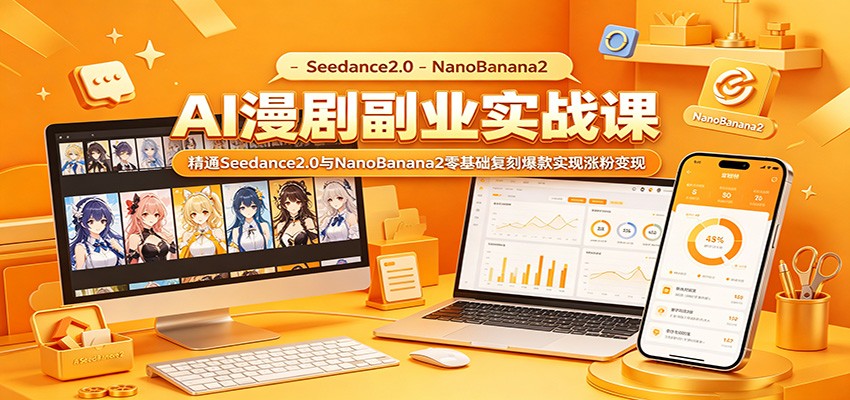 AI漫剧副业实战课:精通Seedance2.0与NanoBanana2零基础复刻爆款实现涨粉变现-墨痕微课