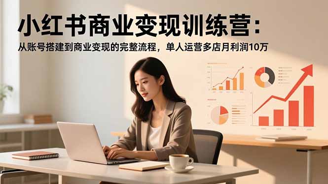 小红书商业变现训练营：从账号搭建到商业变现的完整流程，单人运营多店月利润10万-墨痕微课