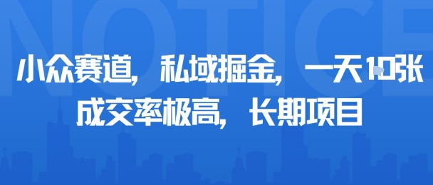 小众赛道,私域掘金,一天多张,成交率极高,长期项目-墨痕微课