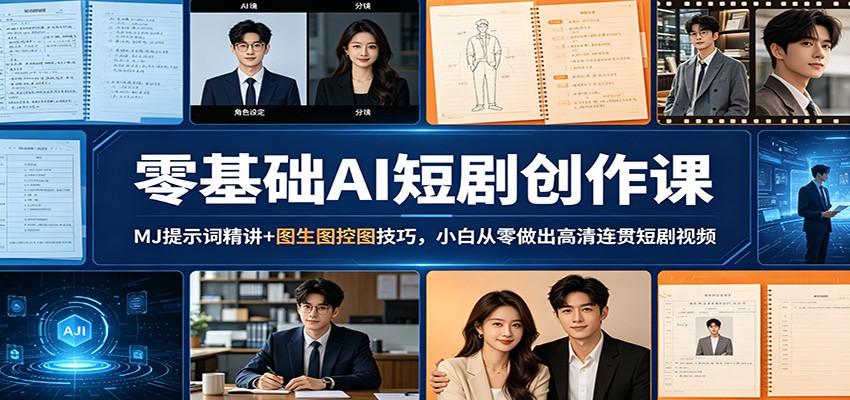 零基础AI短剧创作课：MJ提示词精讲+图生图控图技巧，小白从零做出高清连贯短剧视频-墨痕微课