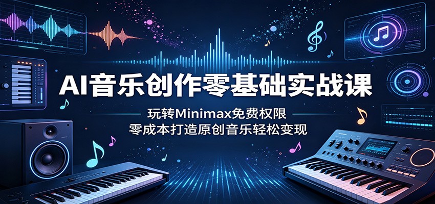AI音乐创作零基础实战课:玩转Minimax免费权限,零成本打造原创音乐轻松变现-墨痕微课