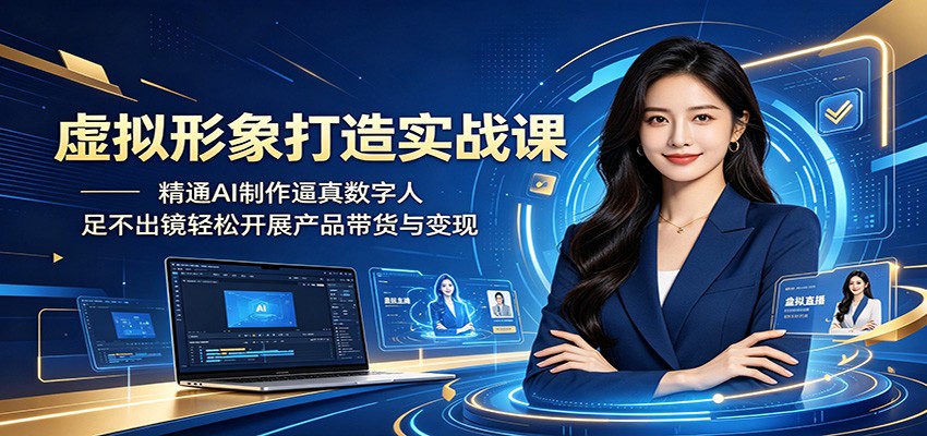 虚拟形象打造实战课:精通AI制作逼真数字人,足不出镜轻松开展产品带货与变现-墨痕微课