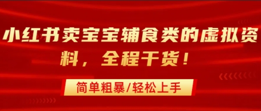 小红书卖宝宝辅食类的虚拟资料,从引流到私域变现,全程干货,简单粗暴,轻松上手-墨痕微课