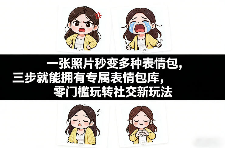 一张照片秒变多种表情包，三步就能拥有专属表情包库，零门槛玩转社交新玩法【文档】-墨痕微课