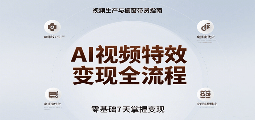 AI视频特效变现全流程,零基础7天掌握视频生产到橱窗带货变现-墨痕微课
