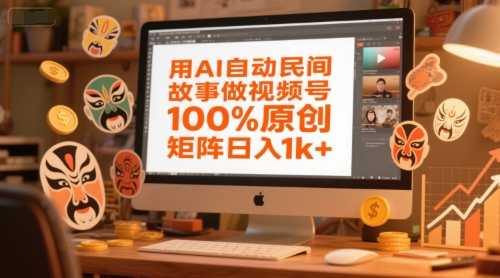 用AI自动民间故事做视频号,100%原创,矩阵日入1k+-墨痕微课