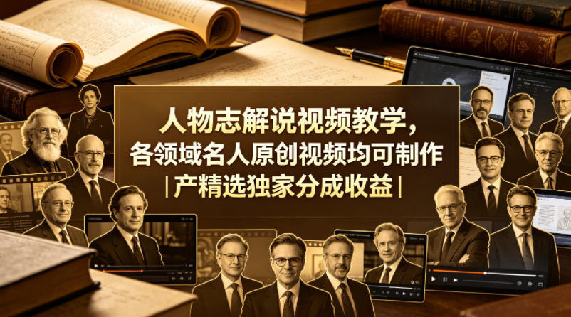 人物志解说视频教学，各领域名人原创视频均可制作丨精选独家分成收益(更新0430)-墨痕微课