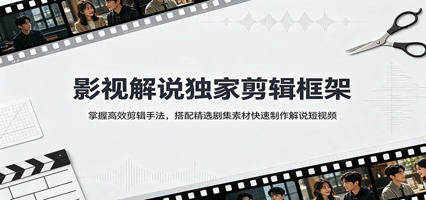 影视解说独家剪辑框架:掌握高效剪辑手法,搭配精选剧集素材快速制作解说短视频-墨痕微课