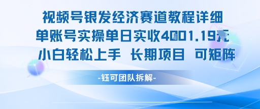 视频号银发经济赛道单账号实操单日实收1k+,小白轻松上手长期项目-墨痕微课