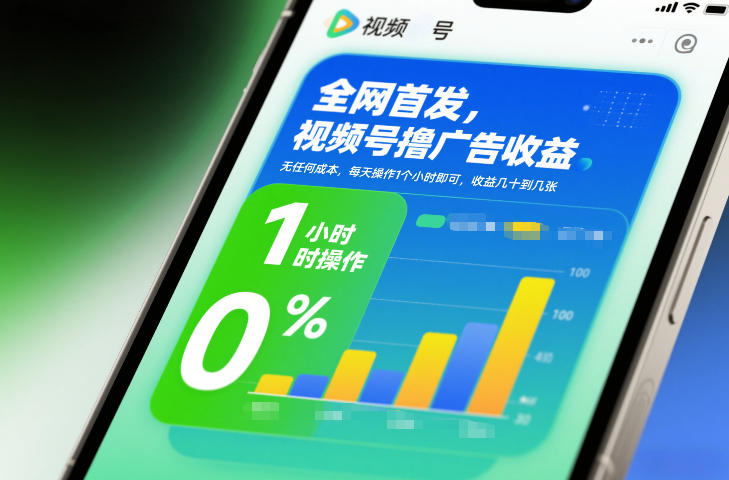 全网首发，视频号撸广告收益，无任何成本，每天操作1个小时即可，收益几十到几张-墨痕微课