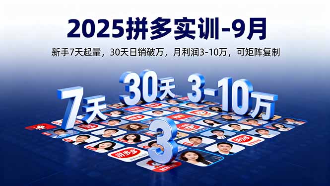 2025拼多多实训-9月:新手7天起量,30天日销破万,月利润3-10万,可矩阵复制-墨痕微课