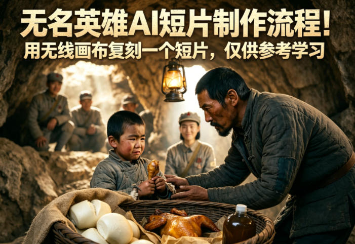 无名英雄AI短片制作流程！用无线画布复刻一个短片，仅供参考学习-墨痕微课