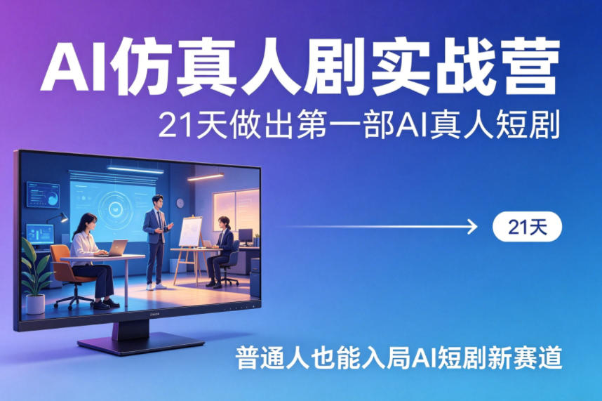AI仿真人剧实战营，21天做出第一部AI真人短剧，普通人也能入局AI短剧新赛道-墨痕微课